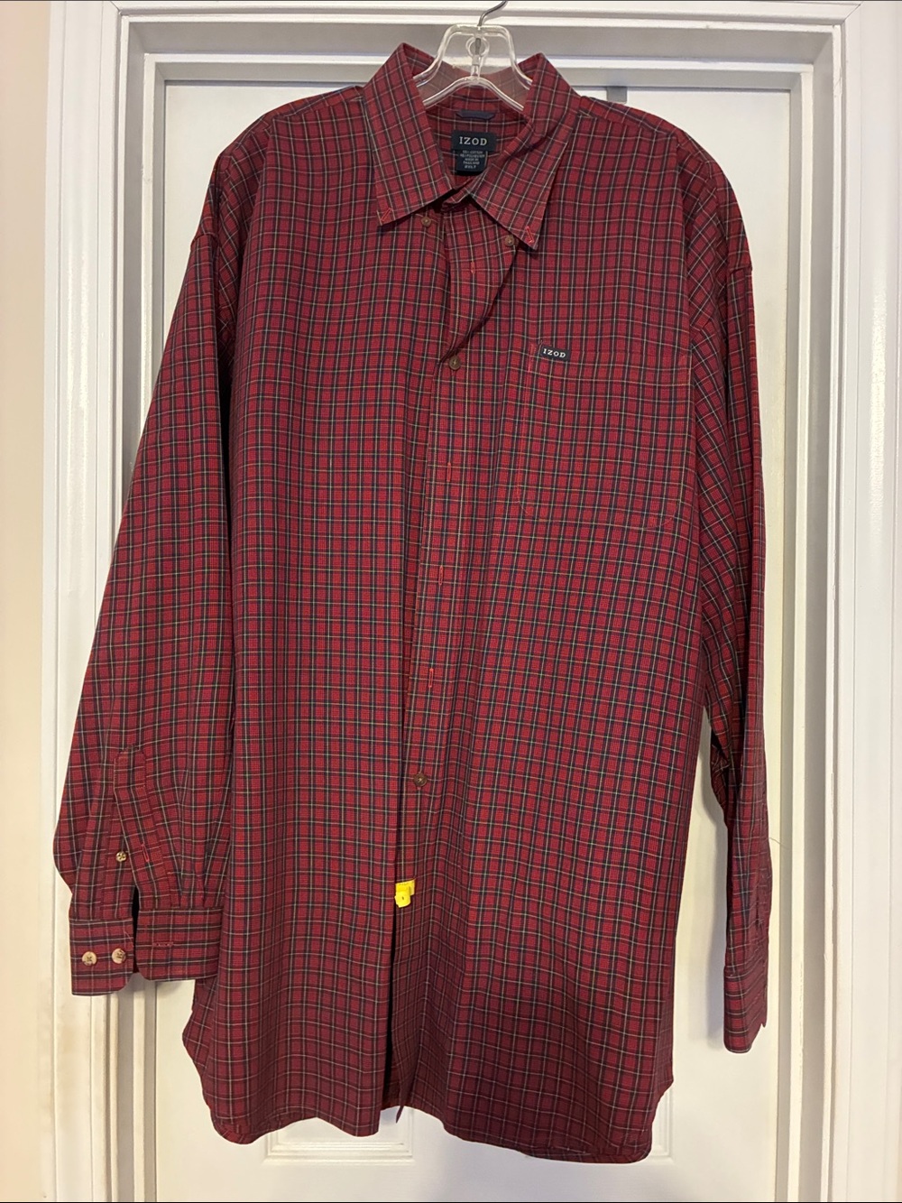 Izod Men’s 2XLT Red and Blue Plaid Button-Down Shirt